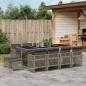 Preview: ARDEBO.de - 13-tlg. Garten-Essgruppe mit Kissen Grau Poly Rattan