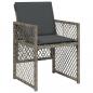 Preview: 13-tlg. Garten-Essgruppe mit Kissen Grau Poly Rattan