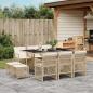 Preview: ARDEBO.de - 11-tlg. Garten-Essgruppe mit Kissen Beige Poly Rattan