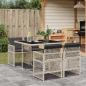 Preview: ARDEBO.de - 5-tlg. Garten-Essgruppe mit Kissen Hellgrau Poly Rattan