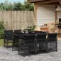 Preview: ARDEBO.de - 7-tlg. Garten-Essgruppe mit Kissen Schwarz Poly Rattan