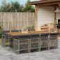 Preview: ARDEBO.de - 9-tlg. Garten-Essgruppe mit Kissen Grau Poly Rattan