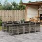 Preview: ARDEBO.de - 11-tlg. Garten-Essgruppe mit Kissen Grau Poly Rattan