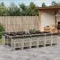 Preview: ARDEBO.de - 13-tlg. Garten-Essgruppe mit Kissen Hellgrau Poly Rattan