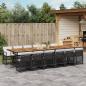 Preview: ARDEBO.de - 13-tlg. Garten-Essgruppe mit Kissen Schwarz Poly Rattan