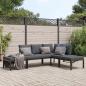 Preview: ARDEBO.de - 4-tlg. Garten-Sofagarnitur mit Kissen Schwarz Aluminium