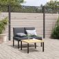 Preview: ARDEBO.de - 2-tlg. Garten-Sofagarnitur mit Kissen Schwarz Aluminium