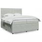 Preview: ARDEBO.de - Boxspringbett mit Matratze Hellgrau 200x200 cm Samt