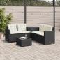 Preview: ARDEBO.de - Gartensofa in L-Form mit Tisch und Kissen Schwarz Poly Rattan