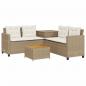 Preview: Gartensofa in L-Form mit Tisch und Kissen Beige Poly Rattan