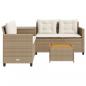 Preview: Gartensofa in L-Form mit Tisch und Kissen Beige Poly Rattan