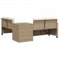 Preview: Gartensofa in L-Form mit Tisch und Kissen Beige Poly Rattan