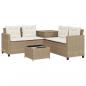 Preview: Gartensofa in L-Form mit Tisch und Kissen Beige Poly Rattan