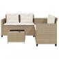 Preview: Gartensofa in L-Form mit Tisch und Kissen Beige Poly Rattan