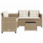 Preview: Gartensofa in L-Form mit Tisch und Kissen Beige Poly Rattan