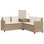 Preview: Gartensofa in L-Form mit Tisch und Kissen Beige Poly Rattan