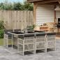 Preview: ARDEBO.de - 7-tlg. Garten-Essgruppe mit Kissen Hellgrau Poly Rattan