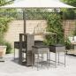 Preview: 5-tlg. Gartenbar-Set mit Kissen Grau Poly Rattan