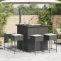 Preview: 5-tlg. Gartenbar-Set mit Kissen Schwarz Poly Rattan