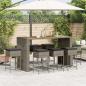 Preview: 9-tlg. Gartenbar-Set mit Kissen Grau Poly Rattan