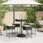 Preview: 5-tlg. Gartenbar-Set mit Kissen Schwarz Poly Rattan