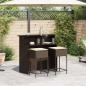 Preview: 3-tlg. Gartenbar-Set mit Kissen Braun Poly Rattan