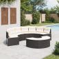 Preview: ARDEBO.de - 2-tlg. Garten-Sofagarnitur Halbrund Schwarz Poly-Rattan