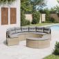 Preview: ARDEBO.de - 2-tlg. Garten-Sofagarnitur Halbrund Beige Poly-Rattan