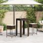 Preview: 3-tlg. Gartenbar-Set mit Kissen Braun Poly Rattan