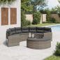 Preview: ARDEBO.de - 3-tlg. Garten-Sofagarnitur Halbrund Grau Poly Rattan