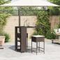 Preview: 3-tlg. Gartenbar-Set mit Kissen Braun Poly Rattan