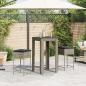 Preview: 3-tlg. Gartenbar-Set mit Kissen Grau Poly Rattan