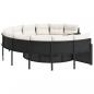 Preview: Gartensofa mit Kissen Rund Schwarz Poly-Rattan