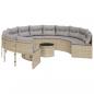 Preview: Gartensofa mit Tisch und Kissen Rund Beige Poly-Rattan