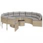 Preview: Gartensofa mit Tisch und Kissen Rund Beige Poly-Rattan