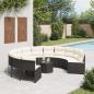 Preview: ARDEBO.de - Gartensofa mit Tisch und Kissen Rund Schwarz Poly-Rattan