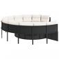 Preview: Gartensofa mit Tisch und Kissen Rund Schwarz Poly-Rattan