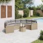 Preview: ARDEBO.de - Gartensofa mit Tisch und Kissen Halbrund Beige Poly-Rattan