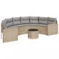 Preview: Gartensofa mit Tisch und Kissen Halbrund Beige Poly-Rattan