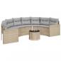 Preview: Gartensofa mit Tisch und Kissen Halbrund Beige Poly-Rattan