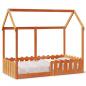 Preview: ARDEBO.de - Kinderbett Hausbett Wachsbraun 80x160 cm Massivholz Kiefer