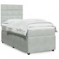 Preview: ARDEBO.de - Boxspringbett mit Matratze Hellgrau 90x190 cm Samt