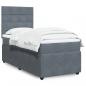 Preview: ARDEBO.de - Boxspringbett mit Matratze Dunkelgrau 100x200 cm Samt