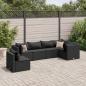 Preview: ARDEBO.de - 6-tlg. Garten-Lounge-Set mit Kissen Schwarz Poly Rattan