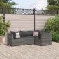 Preview: ARDEBO.de - 4-tlg. Garten-Lounge-Set mit Kissen Grau Poly Rattan