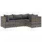 Preview: 4-tlg. Garten-Lounge-Set mit Kissen Grau Poly Rattan