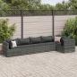 Preview: ARDEBO.de - 6-tlg. Garten-Lounge-Set mit Kissen Grau Poly Rattan