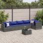 Preview: ARDEBO.de - 7-tlg. Garten-Lounge-Set mit Kissen Grau Poly Rattan