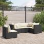 Preview: ARDEBO.de - 5-tlg. Garten-Lounge-Set mit Kissen Schwarz Poly Rattan