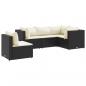 Preview: 5-tlg. Garten-Lounge-Set mit Kissen Schwarz Poly Rattan